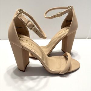 Lulu’s block‎ heel sandal nude neutral vegan women’s size 9 with box -worn once!